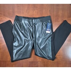Chaps Super Stretch Womens Size XL Slim Leg Faux Leather‎ Front Leggings